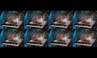 cat on a keyboard in space