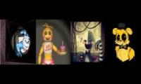 fnaf animatronics Toy Bonnie,Toy Chica,the Puppit and Golden Freddy