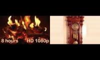Luthor Mansion fireplace with clock