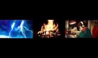 Thumbnail of Crackling fire, stormy night, chill music.