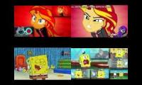 SpongeBob SquarePants Vs. Sunset Shimmer Sparta Remix Quadparison 2