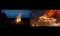 Camp fire with meditation music