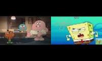gumball vs spongebob sparta time travel remix