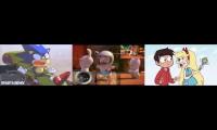 Sonic The Hedgehog vs Rabbids Invasion vs Star vs the force of evil - Sparta remix 3parison