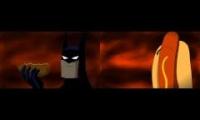 Batman versus Hotdog. Just a diner