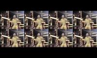 Synthesizer robots plus dancing dude on a cluster