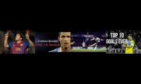 Top ten goals of the top four soccer players.