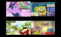 quadparison of my little pony spongebob regular show and my talking tom sparta remixes