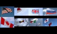 The world country flags waving