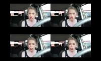 Girl in a car talks about her cat
