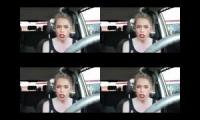 Girl in a car talks about her cat