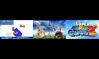 Puzzle Plank Galaxy (Super Mario Galaxy 2): 8-bit vs. Shulk vs. Original