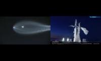 Iridium 4 Launch / SpaceX Webcast x Ground View Side by Side