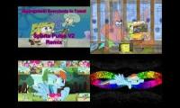 Spongebob vs Rainbow Dash Sparta Pulse Remix Quadparison