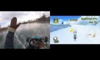Mario Kart on a frozen river IRL