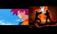 Goku vs Beerus but with the Anakin vs Obi Wan soundtrack