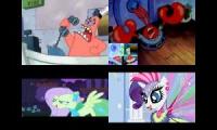 Patrick, Mr Krabs, Fluttershy, and Rarity both have a Sparta Four-Parison