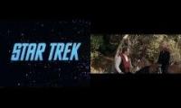 Kirk has fun and bites it