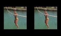Hot big booty blonde in a micro yellow thong bikini