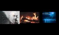 mashup of rain, thunder and gnossienne (1/2/3) + fireplace