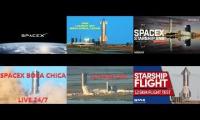 6 streams of Spacex Starship SN8 High-Altitude Flight Test