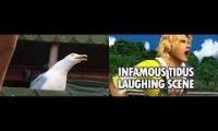 Tidus and seagull laughing together