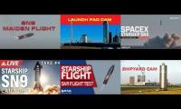 SpaceX SN9 Streams MultiCam Mashup x6