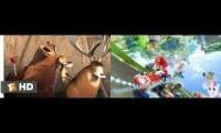 (THE END OF THE WORLD! REMIX) Open Season Animals Vs Huntings Sparta Mario Kart Remix