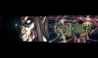 jujutsu kaisen x aot mashup