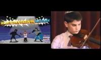 batman beetboxes over child shapiro playing violin