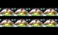 Makan nasi tumpeng isi 1 ekor ayam 10 menit