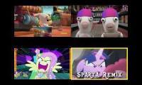 Rabbids Invasion vs My Little Pony sparta remix quadparison 11