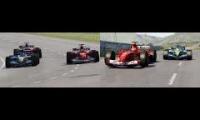 Renault R25 2005 A vs Ferrari F2004 S vs Ferrari F2004 B at Highlands (POV + Cinematic)