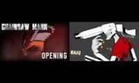 TF2 Chainsaw Mann OP, sang by Scout (pause the second video for half a sec)