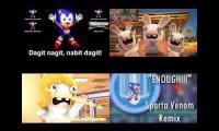 Thumbnail of Sonic The hedgehog vs Rabbids invasion Sparta Venom Remix Quadparison