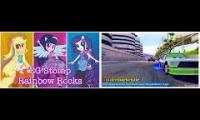 Equestria Girls Rainbow Rocks Stomp With Cars 2 Runway Tour 1 Lap Battle Race