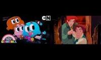 The Amazing World of Gumball and Anastasia Tina Rex Chase and Runaway Train Comparison