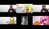 Thumbnail of Lasagna but SpongeBob, Garfield, Natsuki, Baldi, and Hitler join PewDiePie in singing it