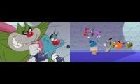 O&TC - Comparison - Race to the Finish! (S01E62,2000) vs Oggy at Top Speed (S07E26,2018)