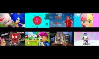 Thumbnail of 8 videos playing at once sonic frontiers and others