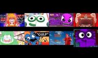 8 vdeos playing at once part 2 charli inquisitormaster numberblock 14 and others