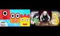 2 videos playing at once numberblocks vs inquisitormaster mimic roblox