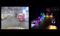 Cars Movie - 2 Scenes At once