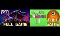 Thumbnail of Poppy Playtime: Chapter 3 (Actually scary) and Garten of Banban 3 (Not so scary) playing at once
