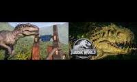 Thumbnail of Two Jurassic World recreation videos in Jurassic World Evolution 2 playing at the same time