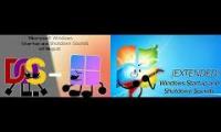 Thumbnail of Two Microsoft Windows Startup and Shutdown sounds videos playing at the same time