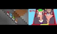 Alan Becker rollercoaster with phineas and ferb rollercoaster the musical music