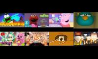 Om nom and elmo and peppa pig and pocoyo and others.