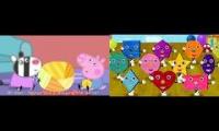 peppa pig head shoulders knees toes vs the shapes song