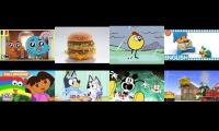 Pocoyo and Bluey and Peep and the big wide world and Mickey mouse and others